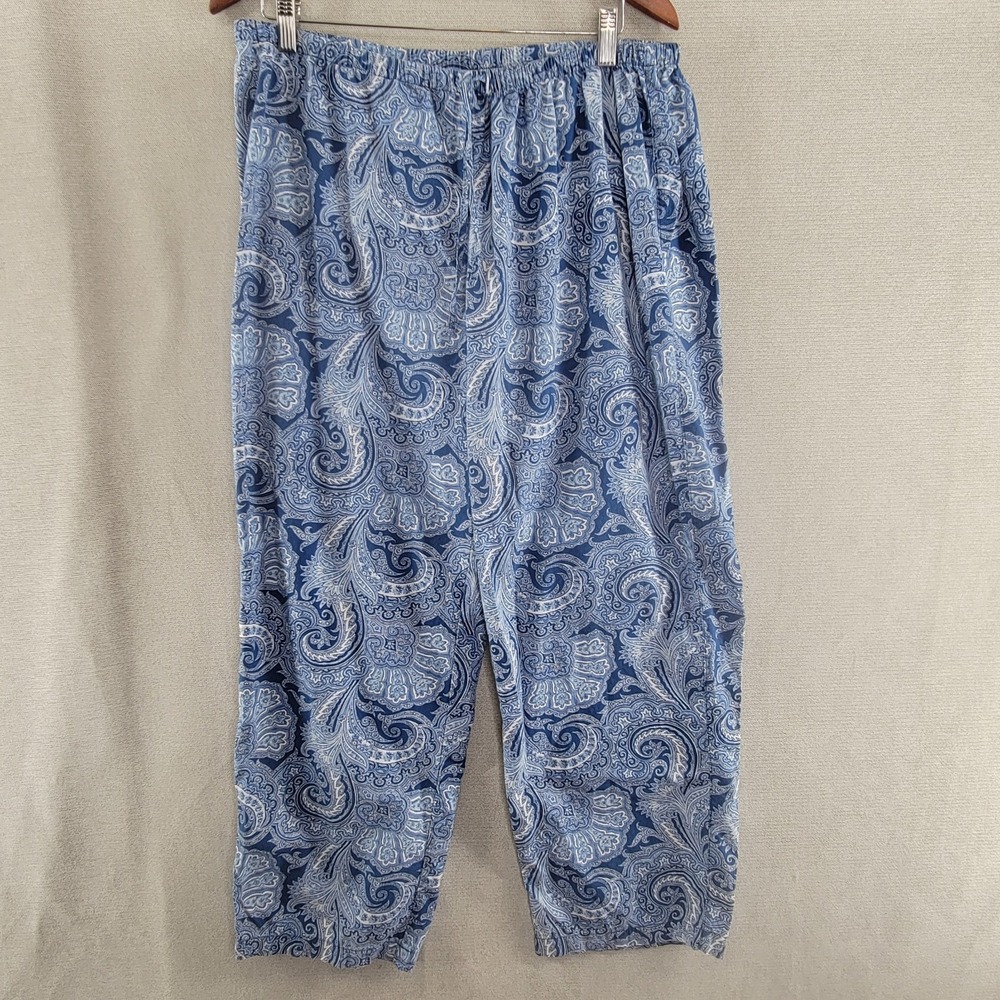 Lauren Ralph Lauren Womens Pajamas 2 Piece Paisley Set Top Pants Size Large Blue - Picture 5 of 14